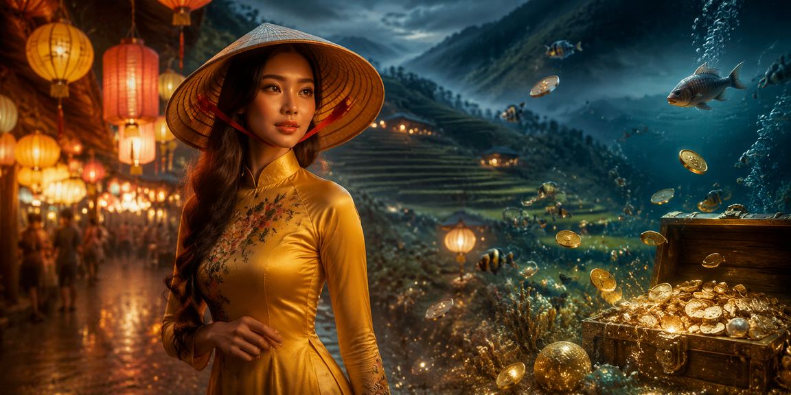 Người phụ nữ đội nón lá tại Hội An tham gia cá cược casino trực tuyến trong không khí thơ mộng