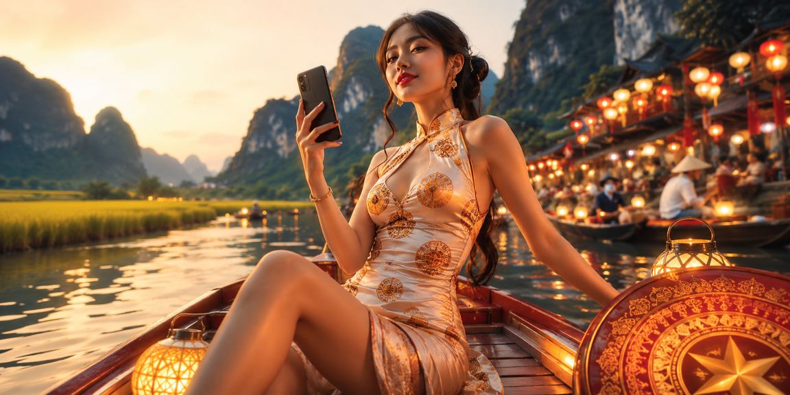 Khung cảnh chợ đêm Ninh Bình với người dùng nhận hoàn tiền và bonus qua ứng dụng 88a