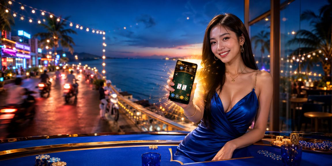 Người dùng tại Phú Quốc thư giãn và chơi baccarat casino trực tuyến bên bãi biển